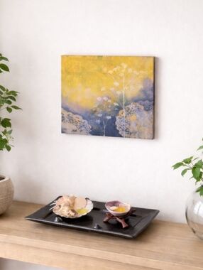 Coastal & Floral Zen Decor Set | Art  w/Natural Sea Shells & Tray